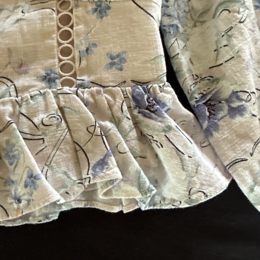 Express Floral Off The Shoulder Corset Peplum Top Pink Purple Stretch Size XS - Picture 4 of 12